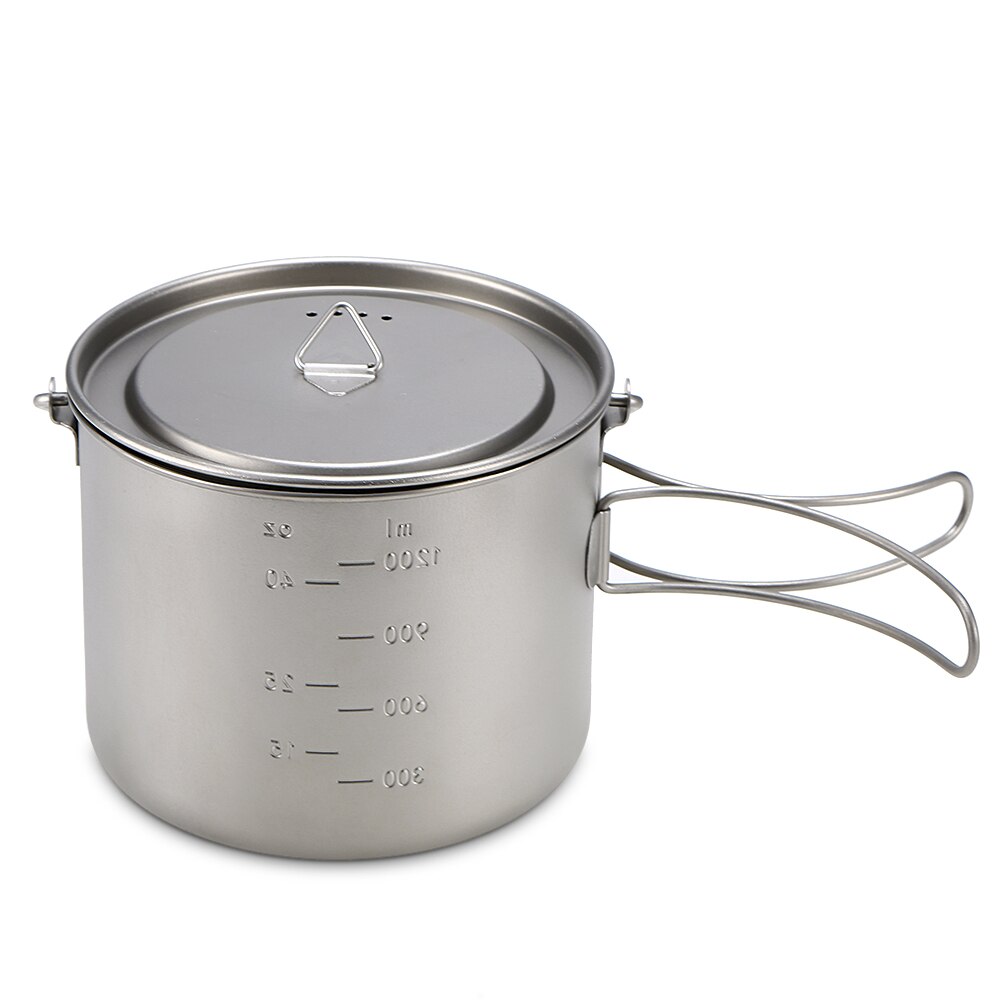 Lixada 900/1600ml tytan Puchar garnek Ultralight naczynia termos wiszące garnek z pokrywką składany uchwyt odkryty kemping piesze wycieczki