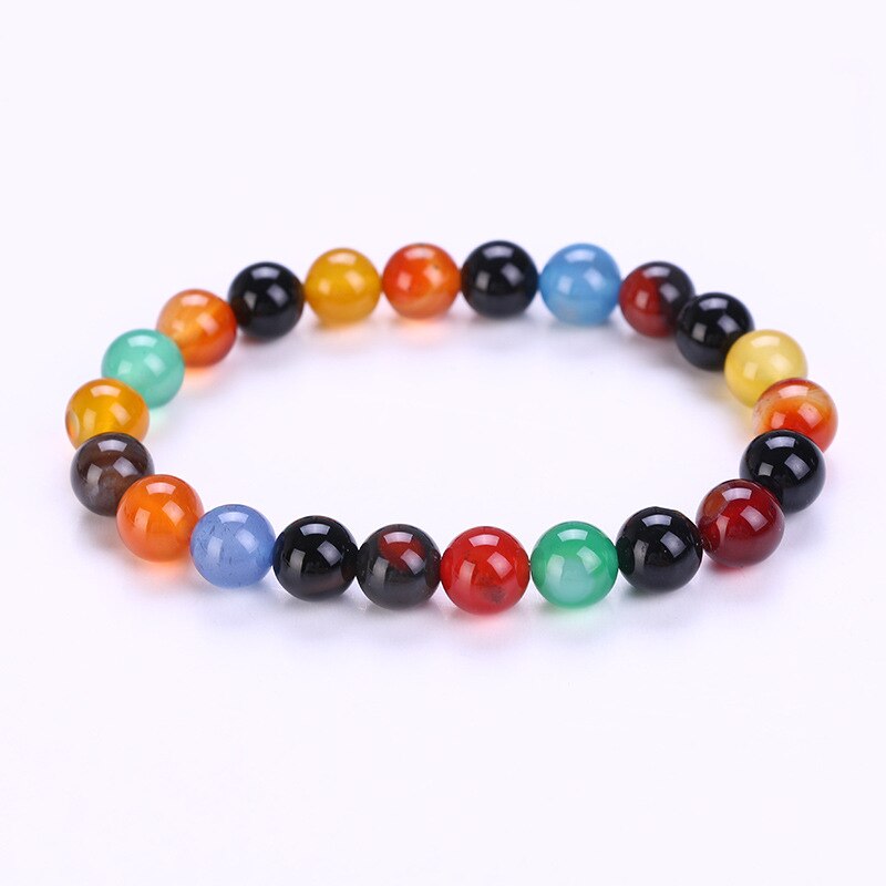 Natuurlijke Transfer Luck Purple Amethisten Bead Armband Chakra Yoga Vulkanische Steen 8mm Ronde Stenen Kralen Armbanden Voor Vrouwen: Multicolor Agate