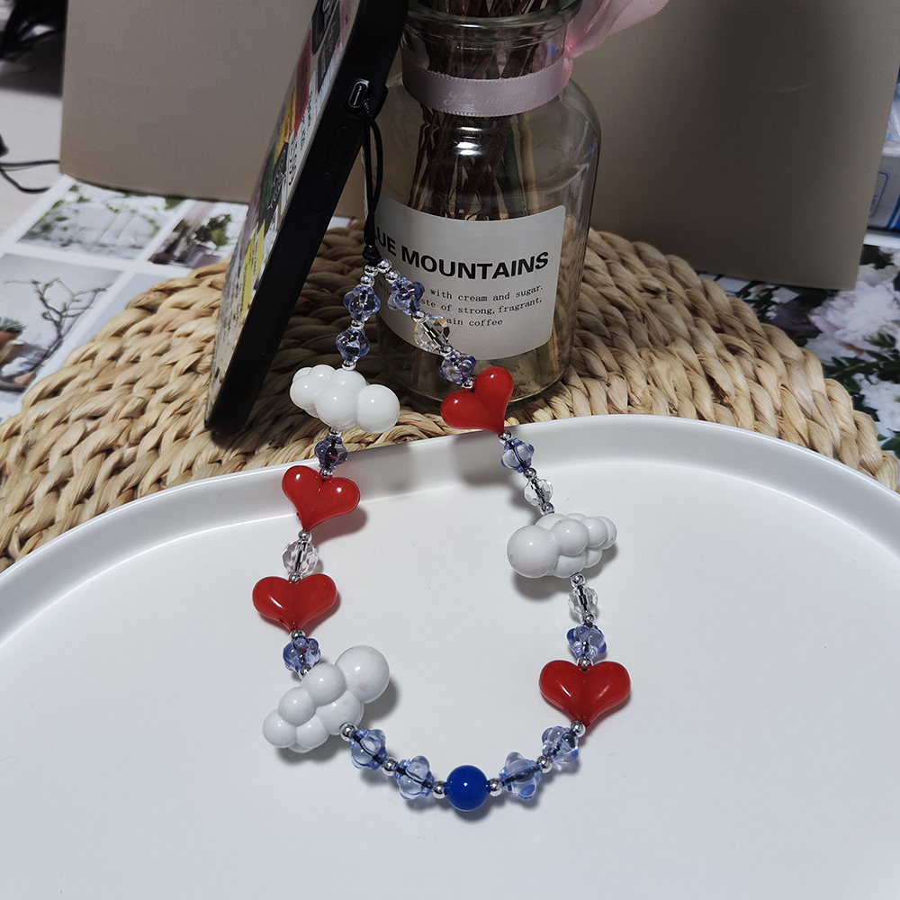 Herlook Heart Telefoonband Korea Mode Witte Wolken Telefoon Charme Voor Mobiele Telefoon Trendy Y Y 2K Accessories