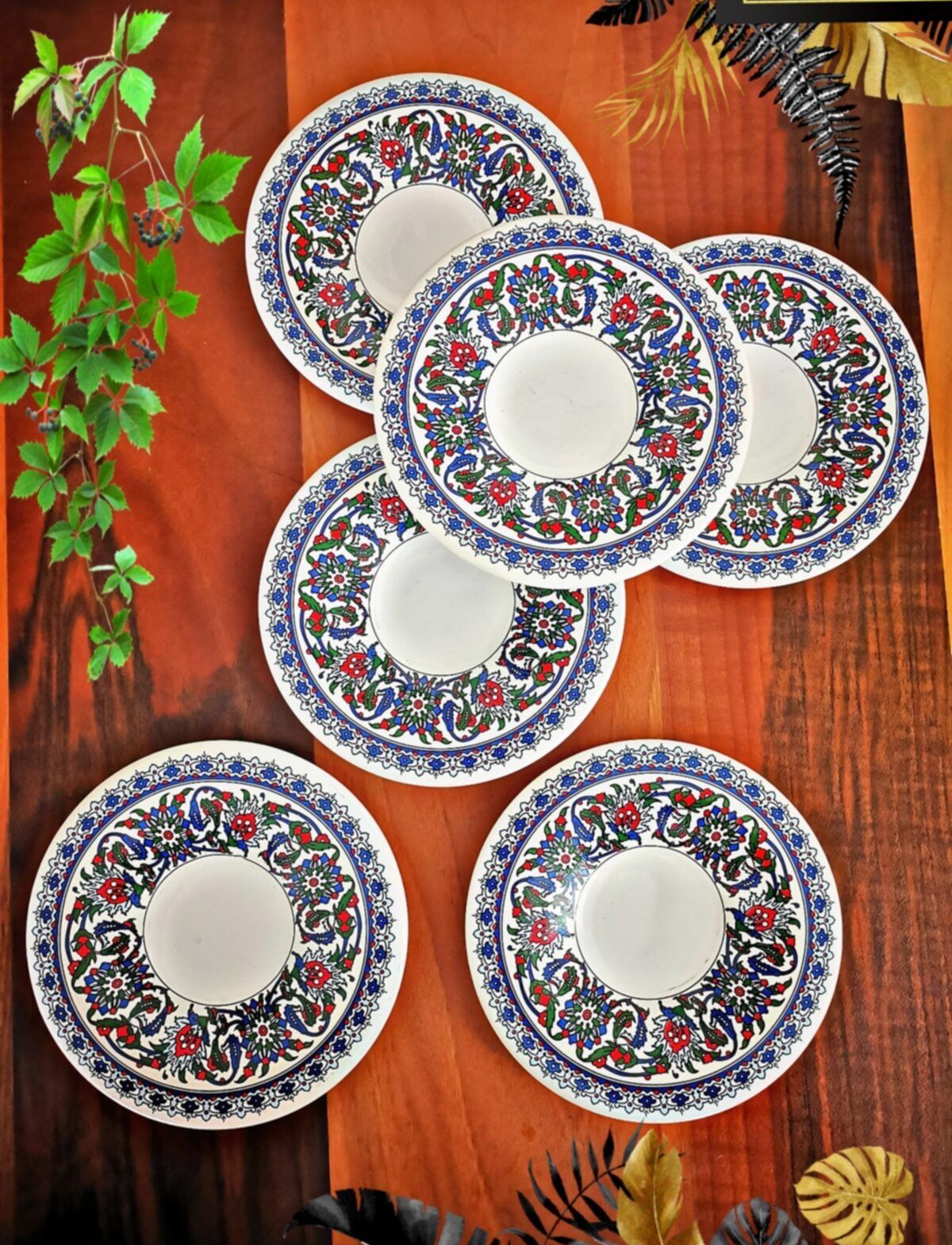 18 Pcs Turkish Tea Cups drinkware Tile Patterned Glass Arabic Tea Ware Porcelain Plate Glass Spoon expresso coffee tea set