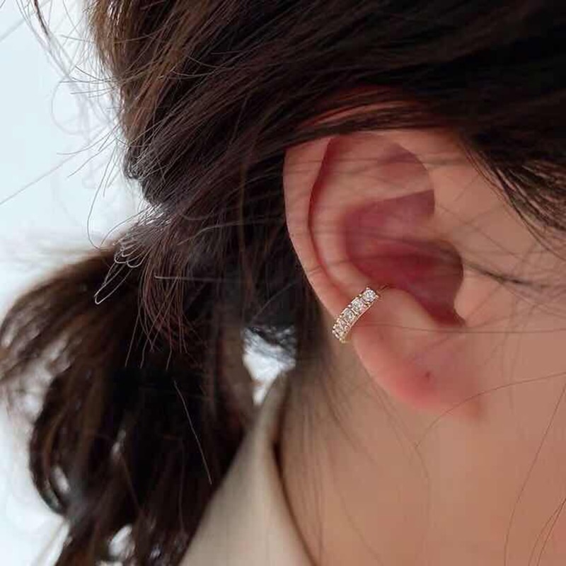 Brinco de clipe de zircônia, brincos simples de clipe de osso de orelha de zircônia, clipe para mulheres, brincos sem piercing, joias femininas