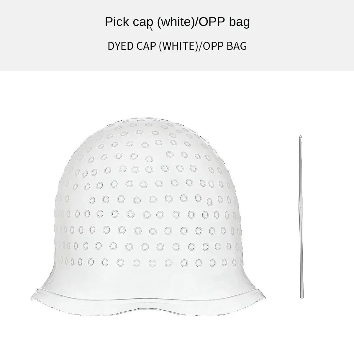 Gorro para teñir el cabello de silicona para salón, aguja reutilizable para teñir el cabello, sombrero para glaseado, tinte, herramienta de peinado, accesorios para el hogar: Blanco