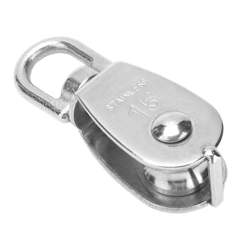 10Pcs Single Pulley Block Lifting Crane Stainless Steel Wire Rope Lifting Hook Hanging Towing Wheel