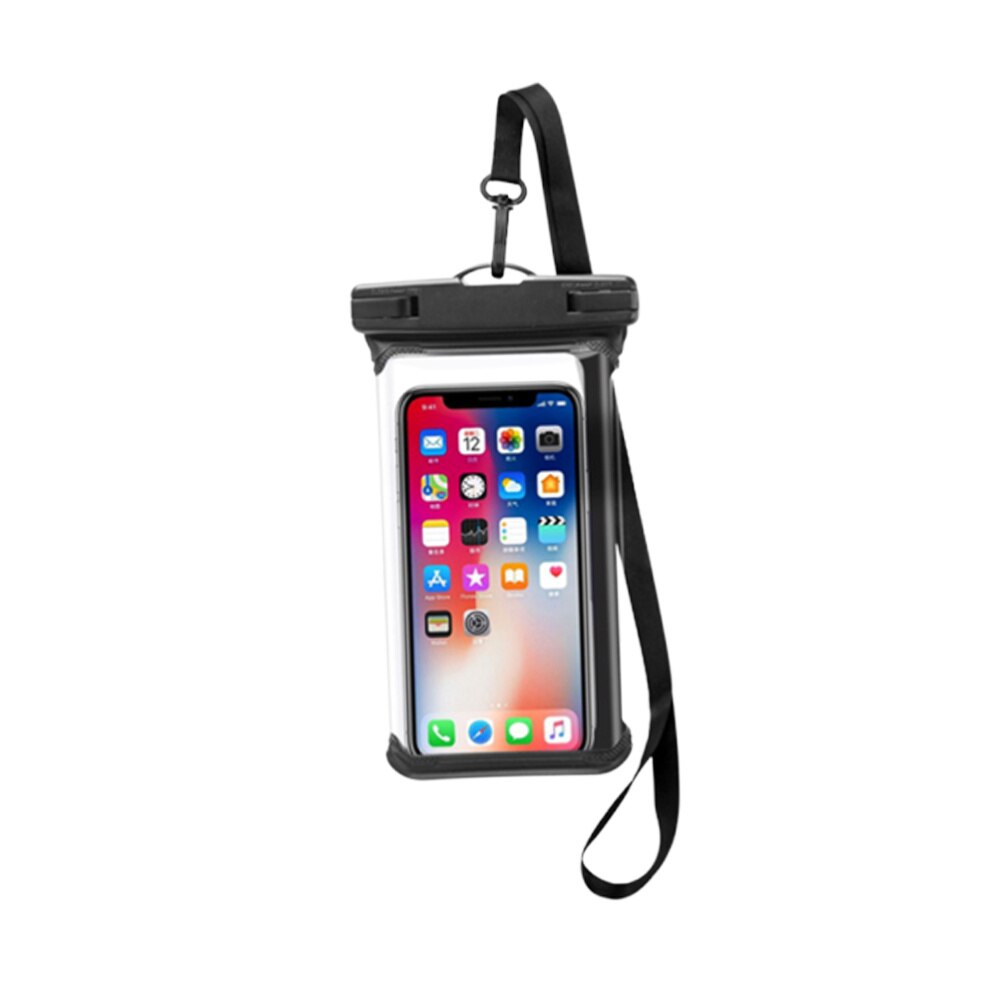 PVC Transparent Waterproof Mobile Phone Bag Universal Phone Floating Bag Pouch Outdoor Water Sports Phone Case (Black): Black
