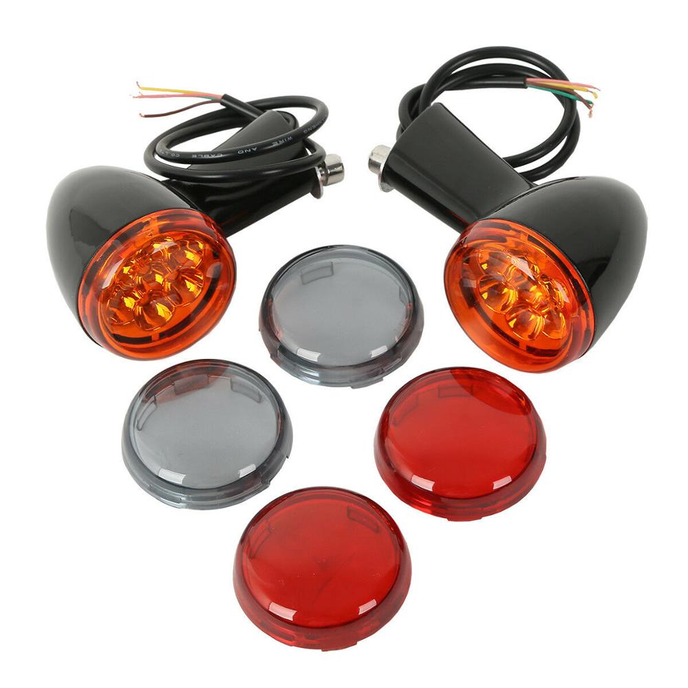 Motorcycle Rear Amber LED Turn Signals Lights Bracket Indicate Light For Harley Sportster XL Iron 883 1200 1992