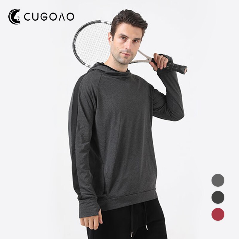Cugoao masculino esportes casual wear moda inverno quente plush sweatshirts de manga longa hoodies moda aptidão esportiva topos