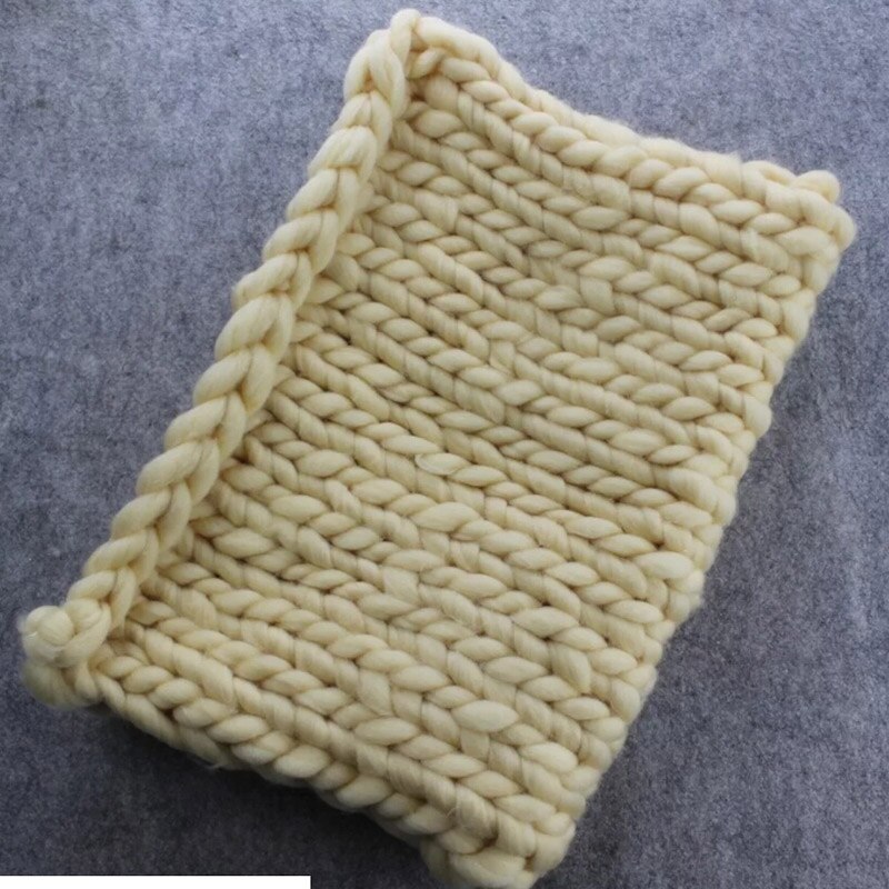 Cartoon Wool Crochet Baby Blanket Newborn Photography Props Chunky Knit Blanket Basket Filler 8 colors