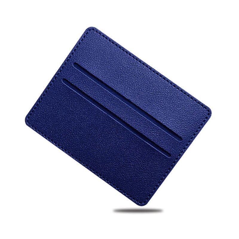 Ultradunne Pu Lederen Mini Portemonnee Slanke Bank Credit Kaarthouder Mannen Business Kleine Id Case Voor Vrouwen portemonnee 2 Slots Kaarthouder: Donkerblauw
