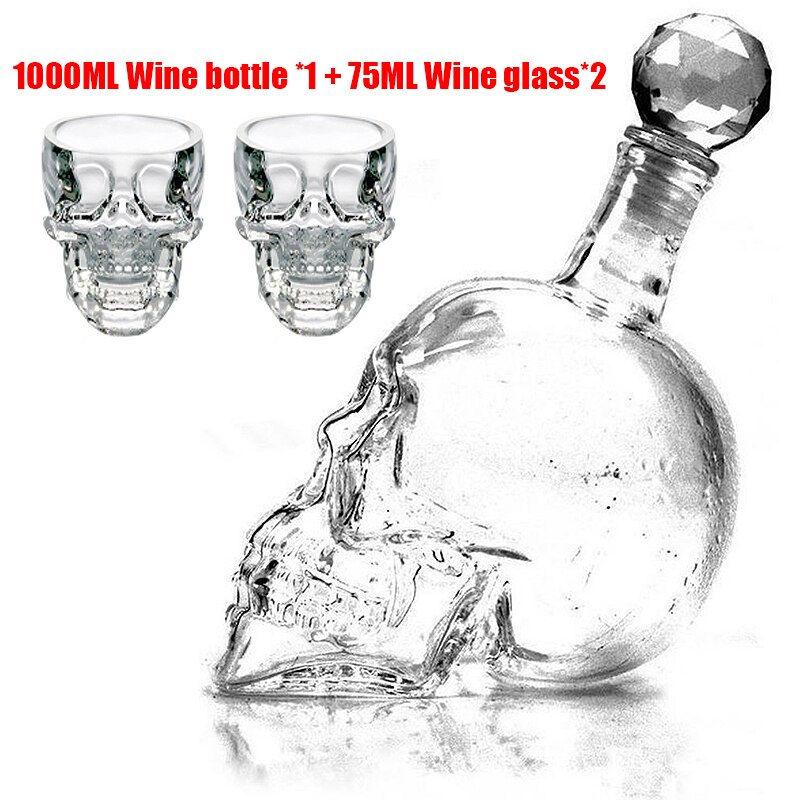 1000Ml High-End Creatieve Schedel Glas Whisky Wodka Wijn Kristallen Fles Geesten Kopjes Transparant Wijn Drinkbekers Bar thuis: 1000ML bottle set A