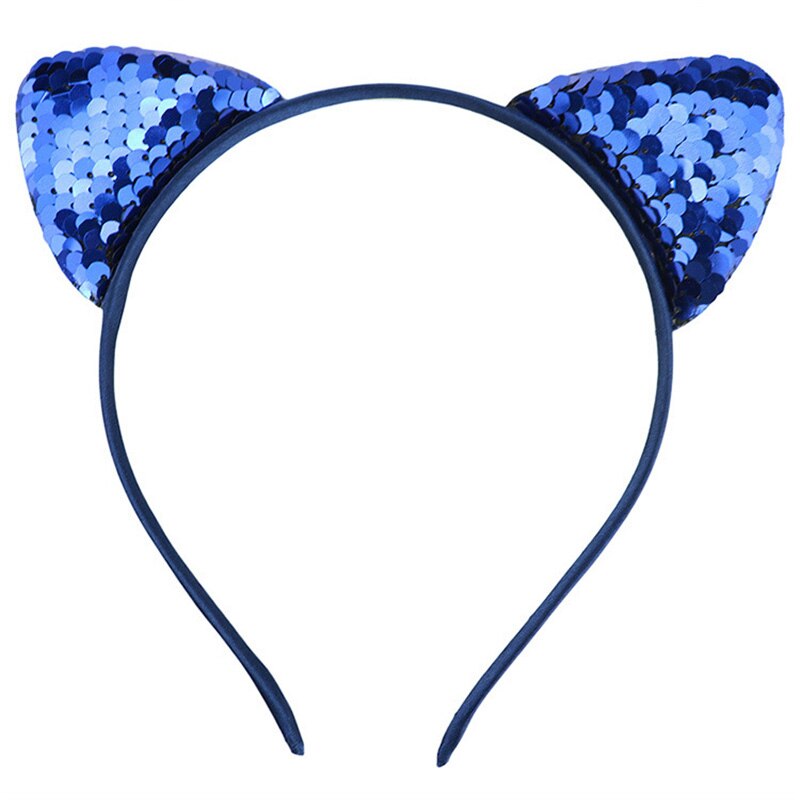 Paillettes réversibles oreilles de chat bandeau brillant chat oreille cheveux cerceaux mignon Bling bandeau cheveux accessoires pour femmes filles quotidien andParty