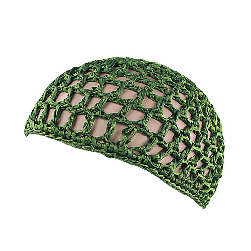 Filet à cheveux en maille pour femmes, bonnet de couleur unie, Turban de nuit pour dormir: green