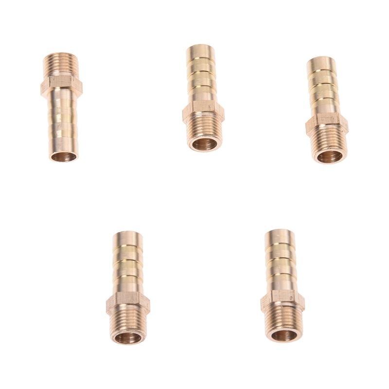 5PCS Brass 8mm Air Gas Pipe Hose Barb 1/8"PT Male Thread Joints Fittings
