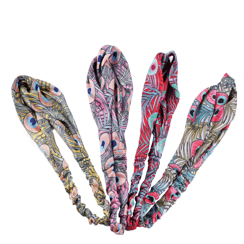 Haarbänder mit pfauenmuster, elastische haarbänder mit kreuzknoten, schnelltrocknend, sport-schweißband, weiches wildleder-bandana, haaraccessoires