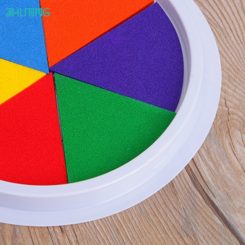 6 Colors Ink Pad Stamp DIY Finger Painting Craft Cardmaking Large Round For Kids MAR-30