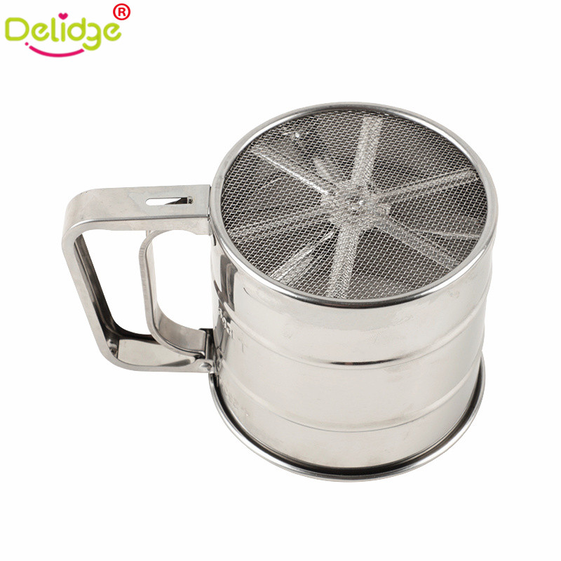 Delidge 1 pc mesh bloemzeef roestvrijstalen bekervormige bloemzeef maaswijdte bloemzeef mechanische bakpoedersuikerstrooier