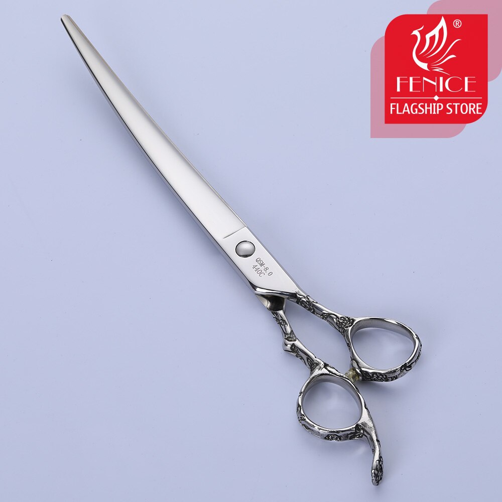 Fenice 8.0 inch Pet Grooming Scissors Rose Pattern Curved Dog Shear JP440C