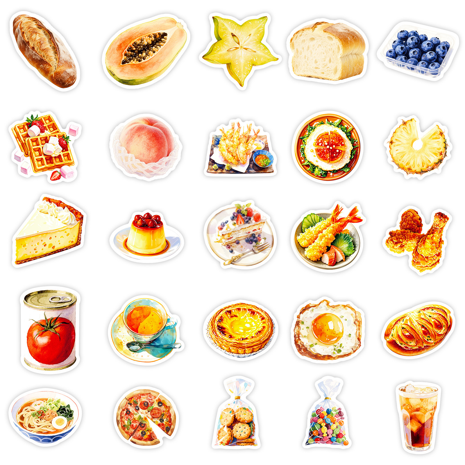 56PCS INS Style Food Stickers Cake Bread Dessert Grraffiti Gourmet Food DIY Kids Toys Decals Laptop Guitar Car Bike Decoration