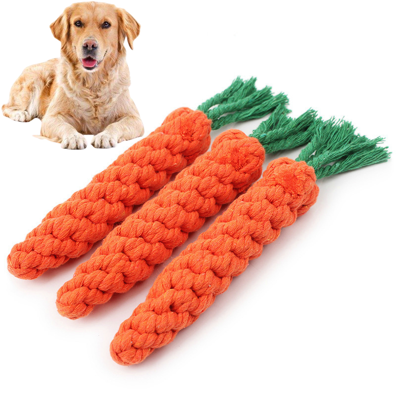 1PC Hond Speelgoed Wortel Knoop Touw Bal Katoenen Touw Halter Puppy Tandenpoetsen Kauwspeeltje Duurzaam Gevlochten Bijtvast Dierbenodigdheden