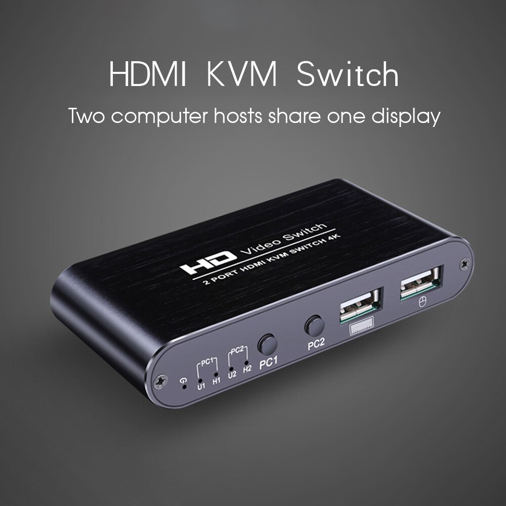 Kebidumei 2 Poort Hdmi Kvm Switch 4K X 2K Ultra Hd Usb Hdmi Kvm Switcher Splitter 2 In 1 Uit Voor Dual Scherm Toetsenbord Muis