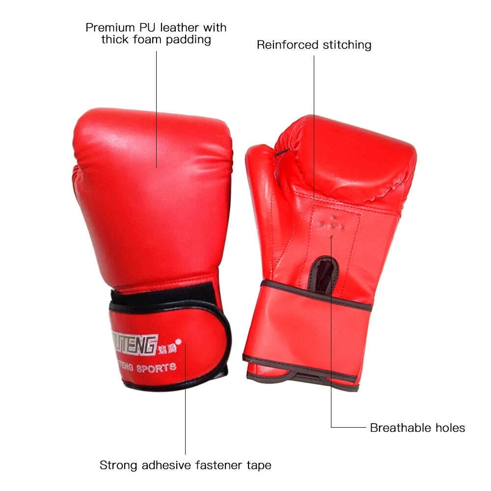 SUTENG 2 unids/par guantes de boxeo PU cuero dedo Protector medios mitones Mitten MMA Muay Thai ENTRENAMIENTO BOXEO lucha deportes