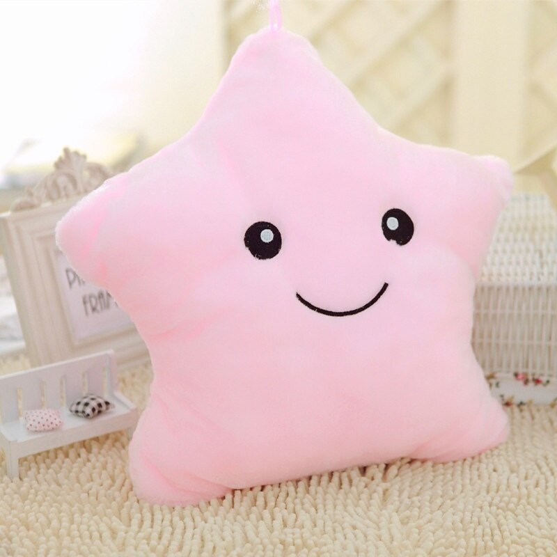 1pcs Star Glow LED Cushion Luminous Light Pillow Cushion Soft Relax Smile Blue Travel Pillow: B