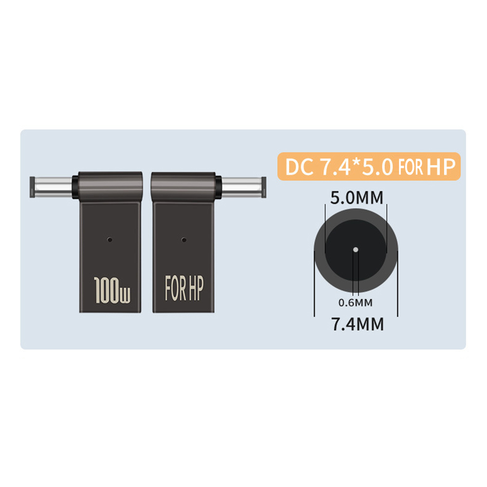 PD 100W szybka wtyczka ładowania rodzaj USB C żeńskie gniazdo gniazdo do 4.5x3.0 4.0x1.7 5.5x2.1 5.5x2.5 7.4x5.0 4.0x1.35 mężczyzna konwerter wtyczki: 7.4x5.0mm HP