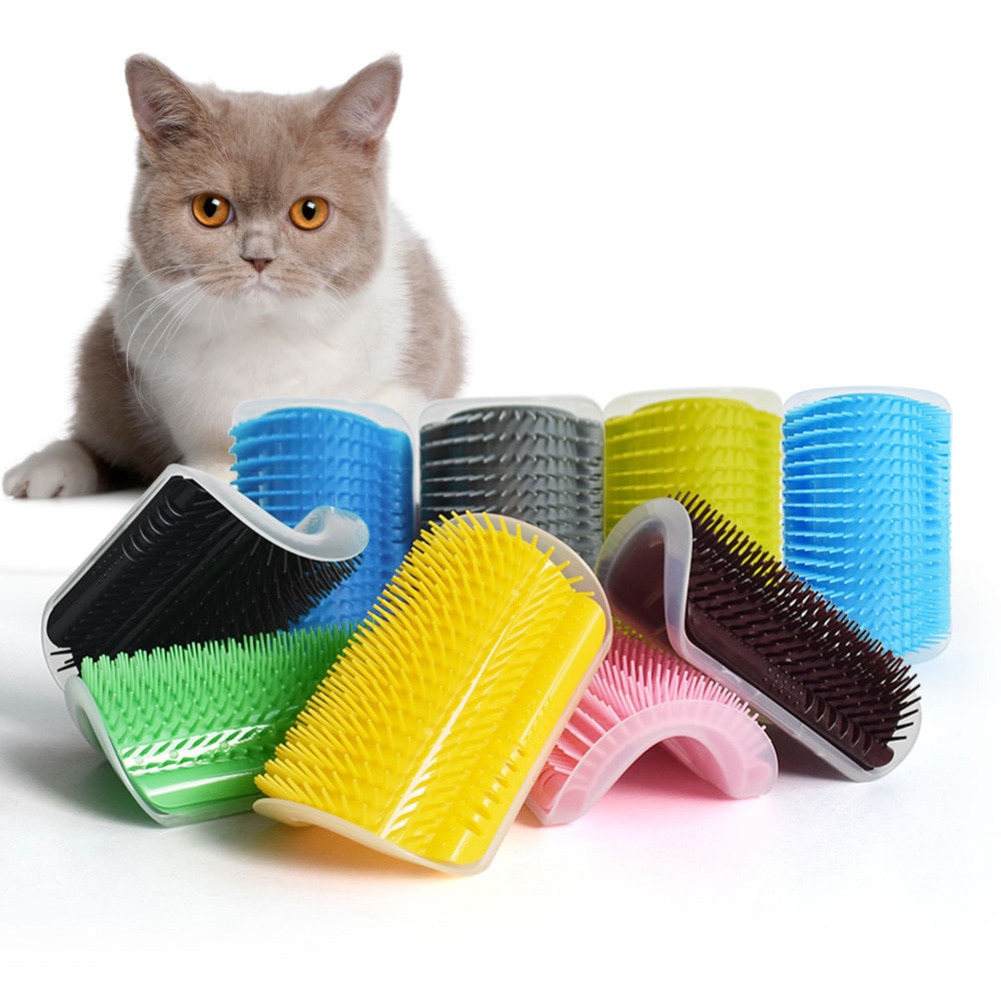 Ontharingsmassagekam voor huisdieren, afneembare kattenhoekschraapborstel, wrijvingsborstel, verzorgingsproducten voor huisdieren, schoonmaakmiddelen