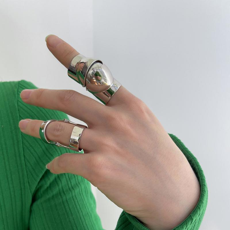 Armor Index Finger Joint Pure Silver Ring , High-end and Adjustable Ring for Men Ins