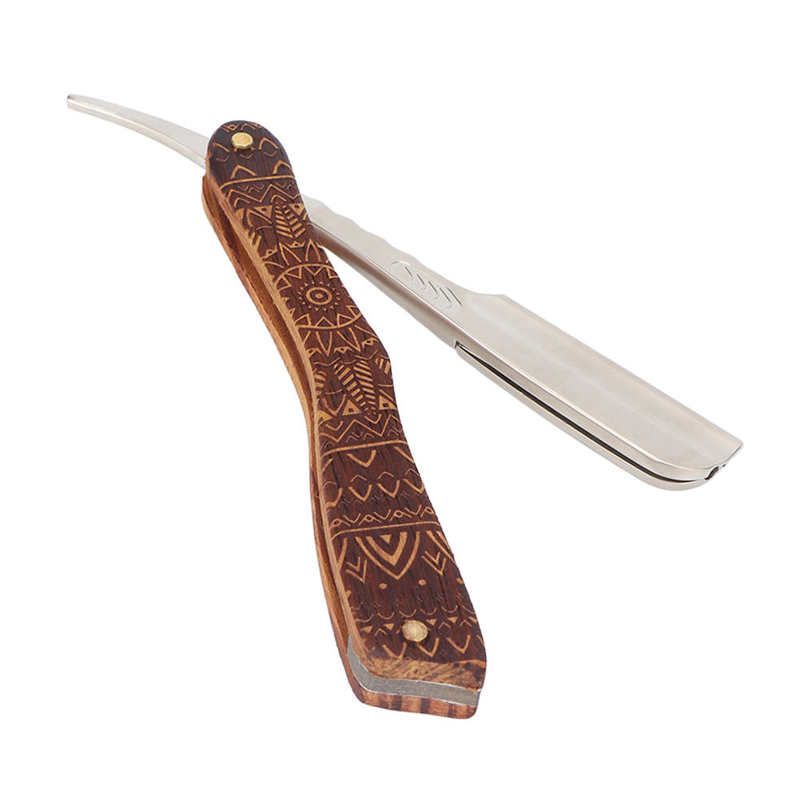 Wood Handle Shaver Rustproof Redwood Manual Razor for Personal Barber