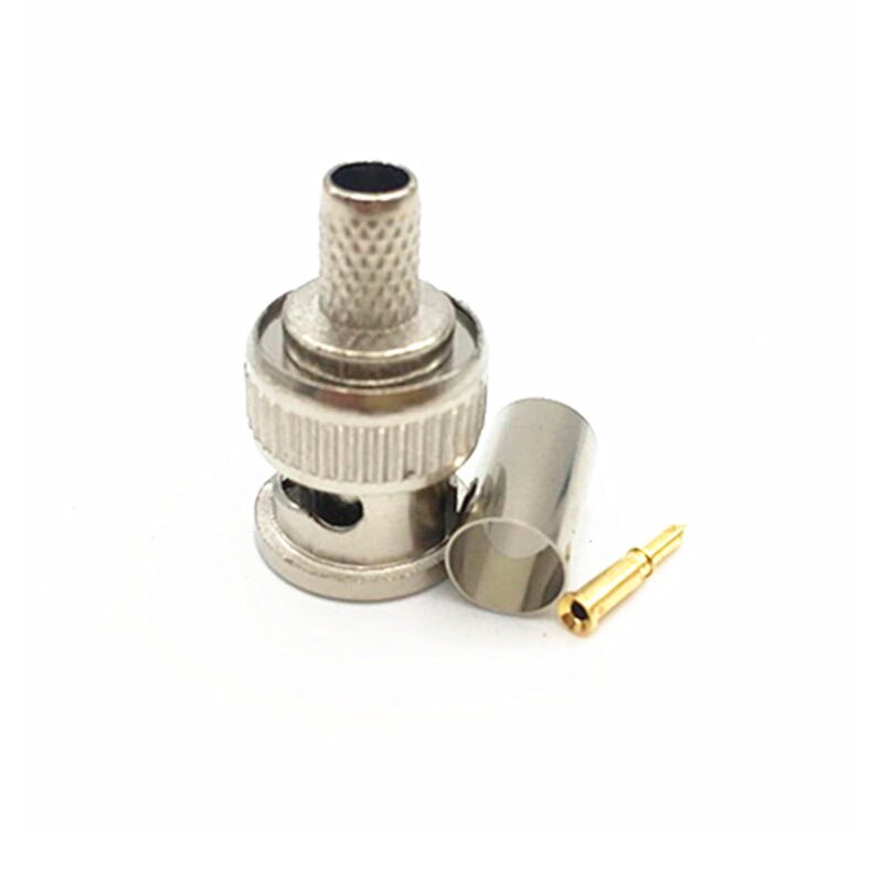 10Pcs 20pcs 50pcs 100pcs Crimp On BNC Male RG59 Coax Coaxial Connector Adapter Bnc Connector BNC Male 3-Piece Crimp