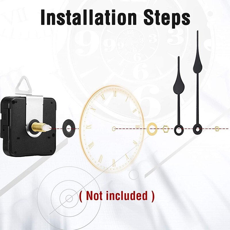2 Pieces High Torque Long Shaft Clock Movement Mechanism with 5 Different Pairs of Hands Clock Repair Parts Replacement