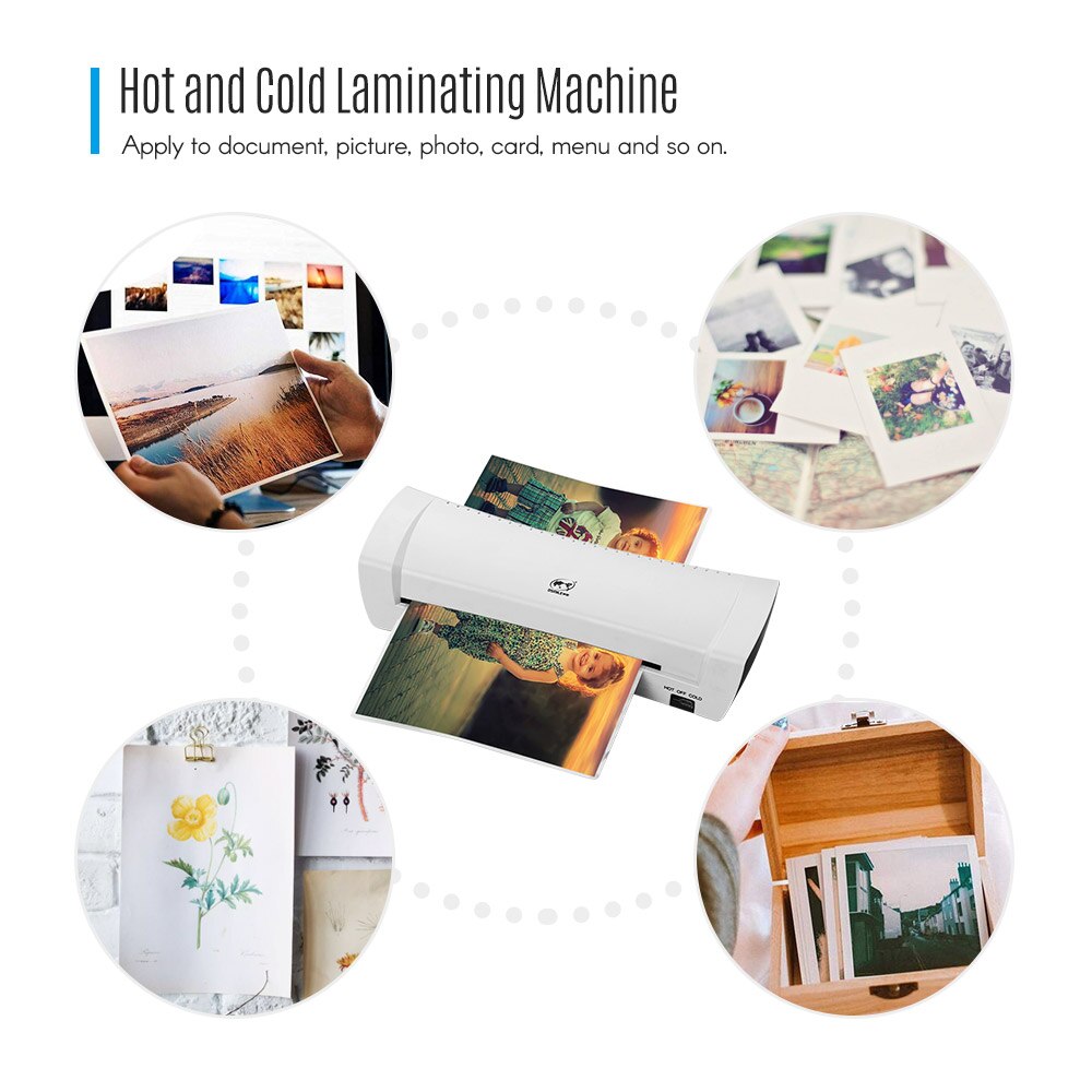 Sl200 lamineringsmaskine og kold lamineringsmaskine 2 ruller  a4 størrelse til dokumentfoto kontorelektronik forsyninger