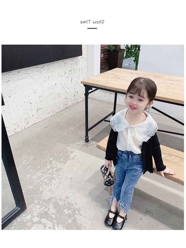 automne nouveauté filles Denim pantalon avec perle filles pantalon jean