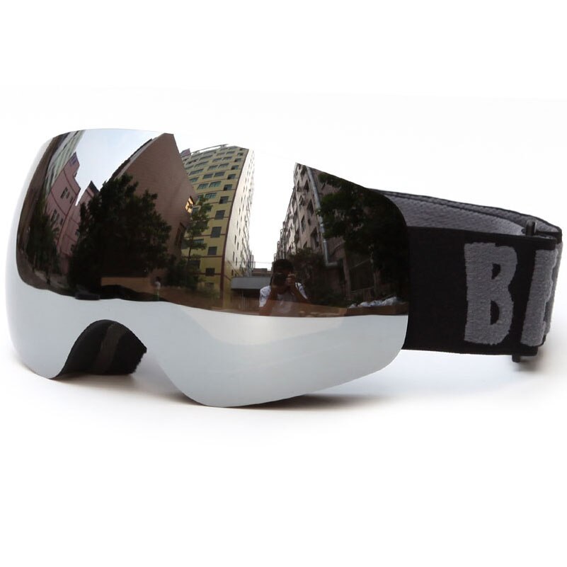 Gafas de esquí profesionales para niños y niñas, lentes de esquí para niños, doble UV400, antiniebla, máscara de Snowboard, 4-15 años: silver