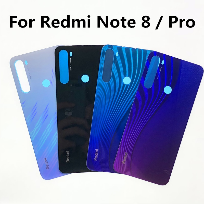 Funda de batería para Xiaomi Redmi Note 8 / Note 8 Pro, carcasa trasera para puerta trasera, Panel de vidrio, reemplazo de batería