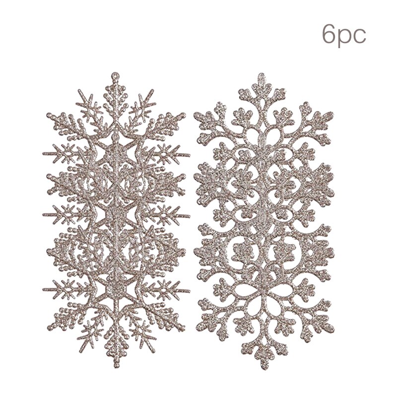 6Pcs 10Cm Kleurrijke Kerst Plastic Glitter Snowflake Xmas Boom Oranments Vrolijk Kerstfeest Decor Voor Thuis 2022 Gelukkig Nieuw jaar: Style1