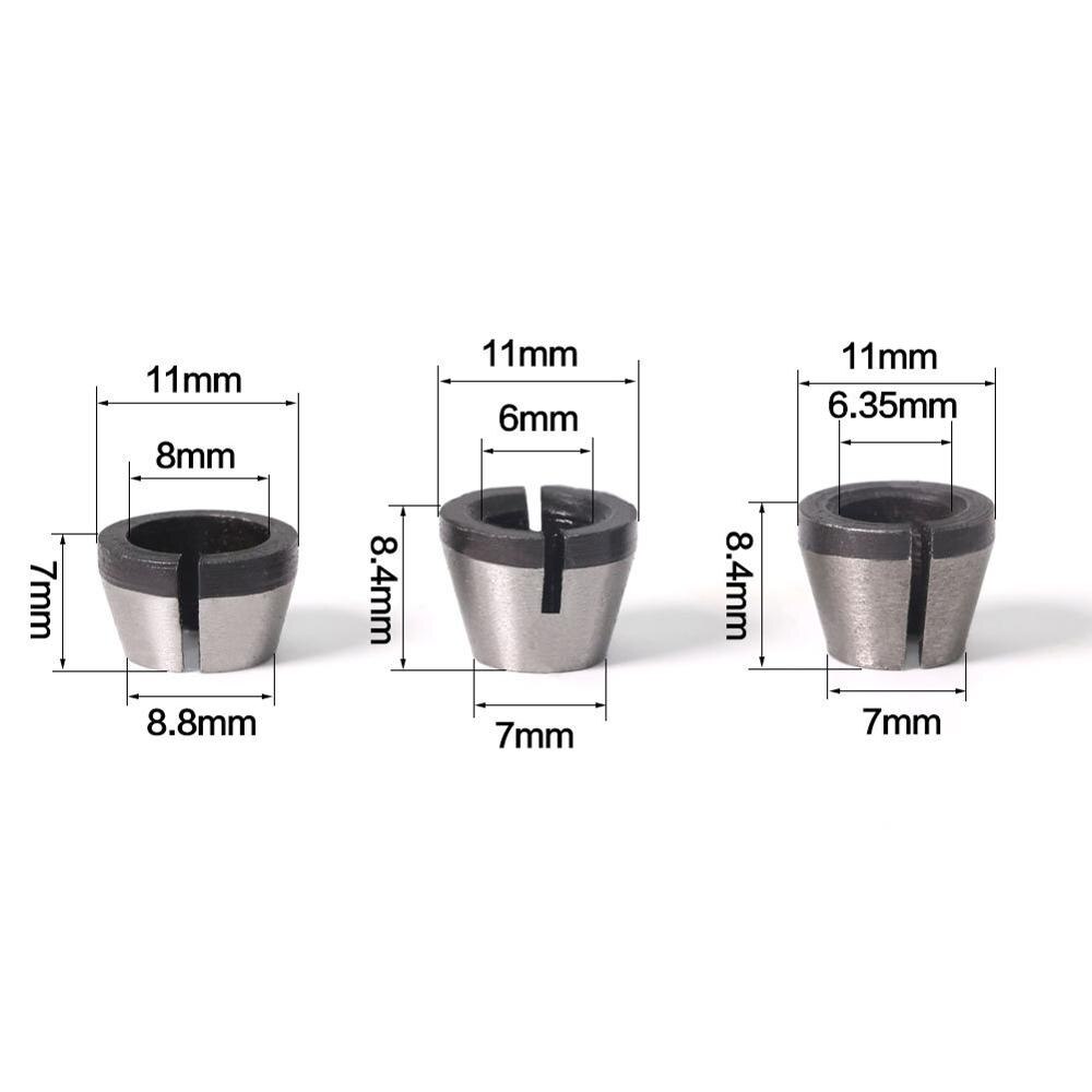 1pc 6mm 6.35mm 8mm Collets Trimr Chuck Accessory Conversion Sleeve Collet Engraving Trimming Machine Milling Cutter Tools
