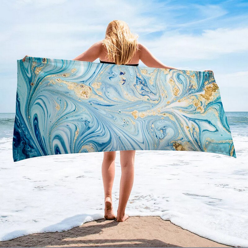 7 farve trykte sommer badehåndklæde firkantet afslappet strand swimmingpool blød krop håndklæde sommer surf kappe tæppe: C