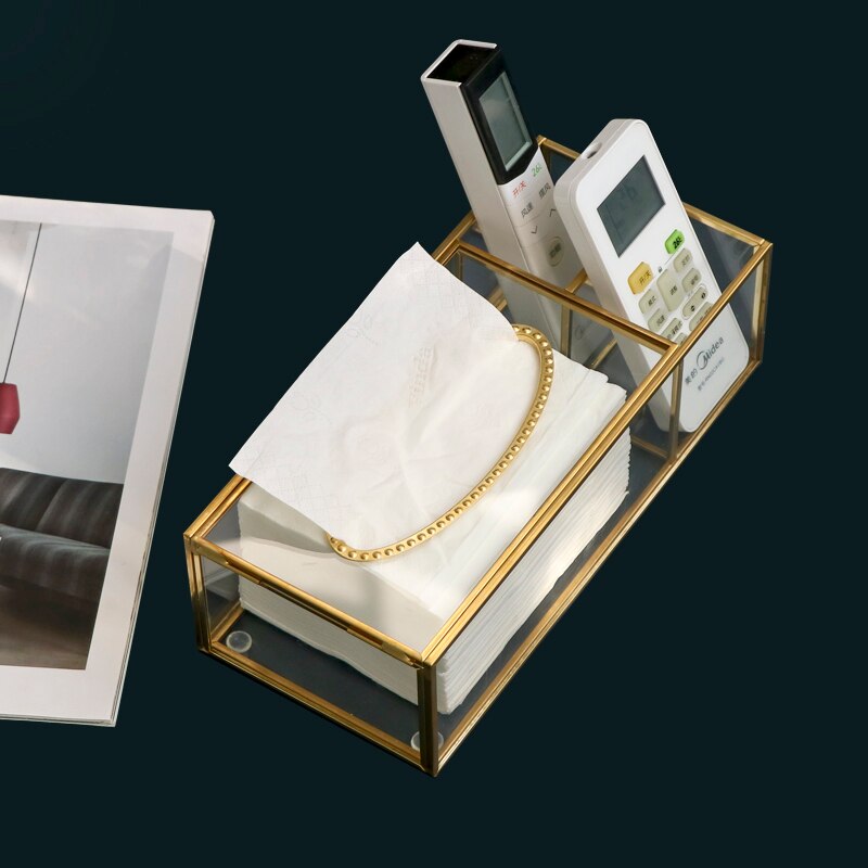 European Style Glass Tissue Box Holder Nordic Luxury Handkerchief Toilet Paper Holder Tissue Case Storage Box Living Room Decor