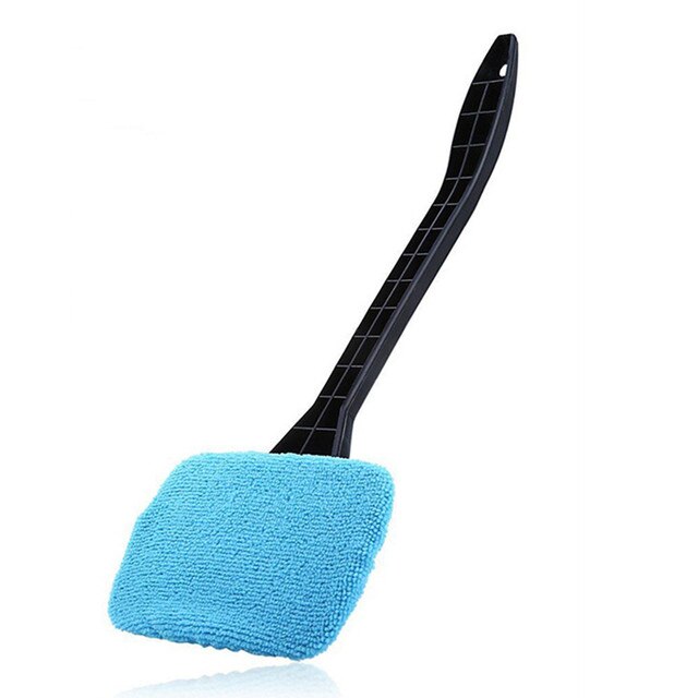 Bilrude forrude børste mikrofiber klud automatisk vinduespudser langt skaft bilvaskbar børste rengøringsværktøj med 2 stk klud: 2