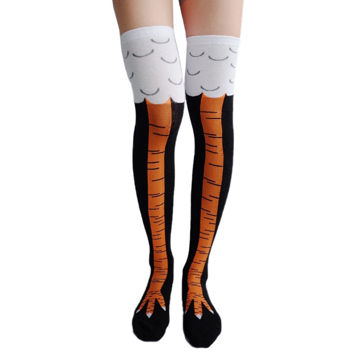 Nouveaux bas de poulet créatifs pour femmes | Chaussettes avec bout imprimé de poulet, chaussures à la pour femmes, dessin animé en 3D, haut de cuisse, pieds de poulet,