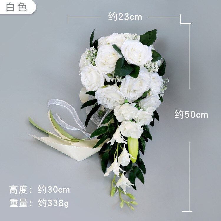 Realistische Bruiloft Bruid Boeket Hand Gebonden Bloem Decoratie Feestartikelen Europese chaise longue rozen bruiloft bloemen
