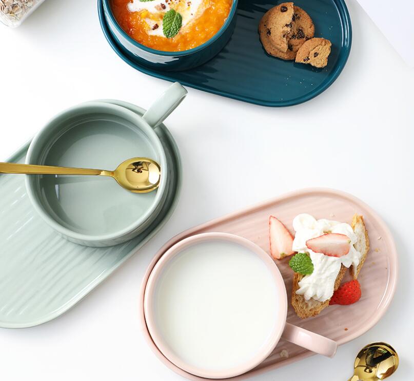 Breakfast Cup and Plate Set Simple Bowl Plate Household Ceramic Tableware Combination
