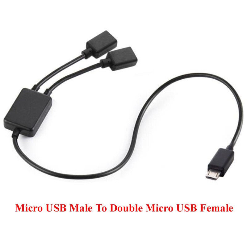 Zwart 0.3M 2-In-1 Hub Splitter Micro Usb/USB-C/Usb 2.0 Man-vrouw toetsenbord Muis Printer Aansluitkabel