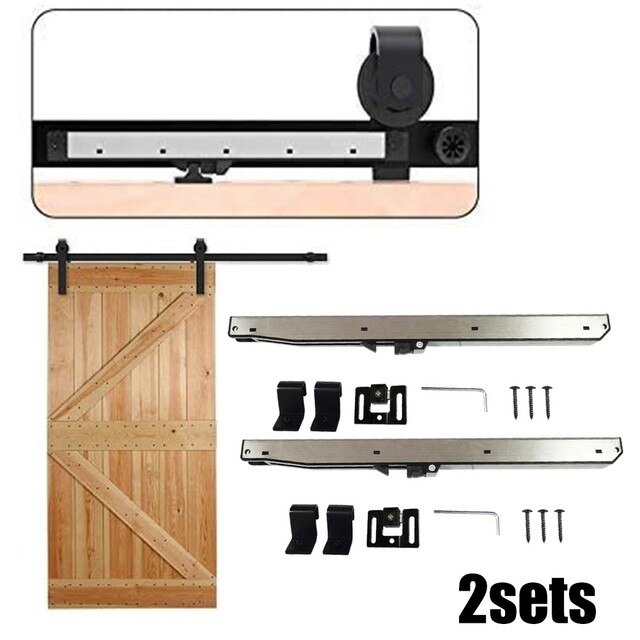 Kit de quincaillerie pour porte coulissante de grange, Rail pour support de garde-robe, ensemble de rails de suspension pour placard intérieur, lisse et silencieux: 7