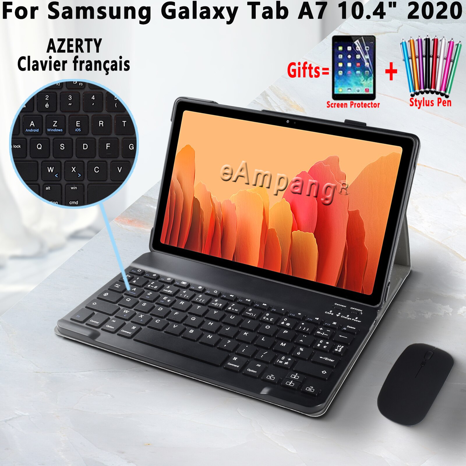Clavier français AZERTY pour Samsung Galaxy Tab A7 10.4 , coque pour Samsung SM-T500 SM-T505 T500 T505