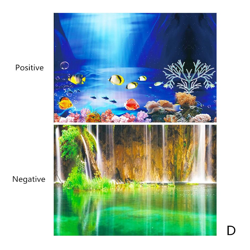 3D Aquarium Sticker Landscape Poster Fish Tank Background Painting Sticker Double-sided Ocean Sea Plants Backdrop Aquarium Decor: D