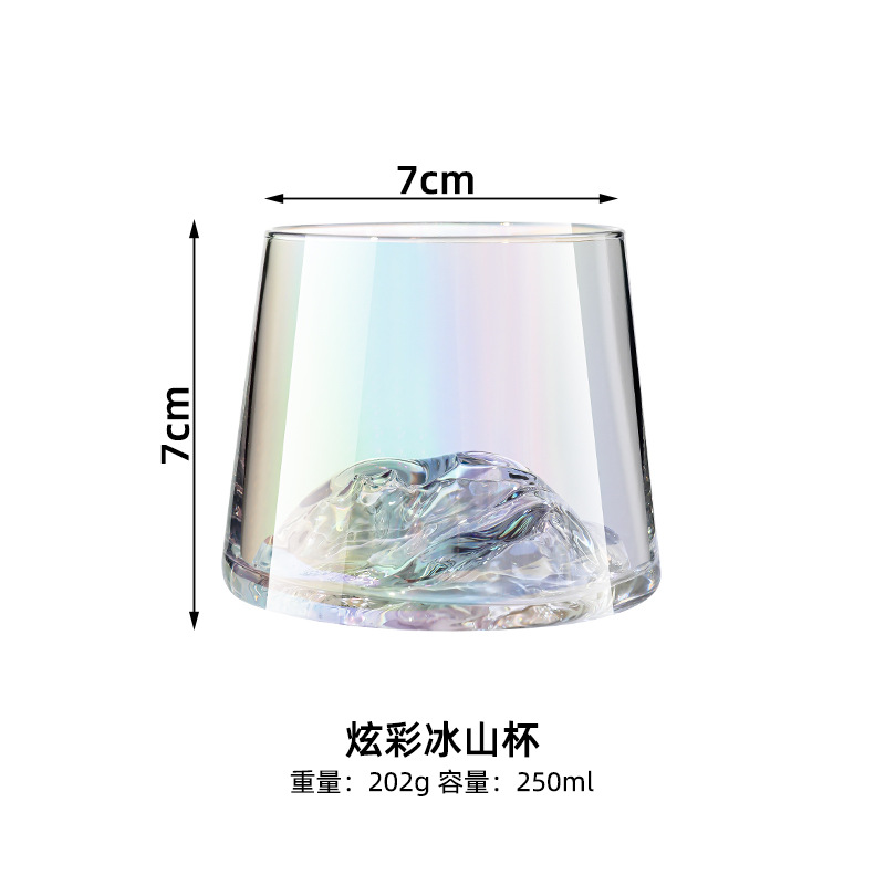 Copo de Vidro Iceberg Transparente para Uísque e Vinho, Copos Japoneses, Bebidas para Café, Bebidas, Refrigerante, Água, Suco, Bar Acessórios, 250ml: Azul