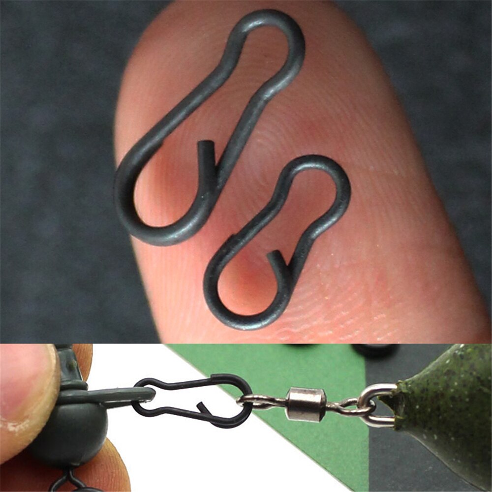30Pcs/lot Carp Fishing Multi Clips Quick Change Connector Matte Black Easy Link Swivels Snap Terminal Tackle Rolling Swivels