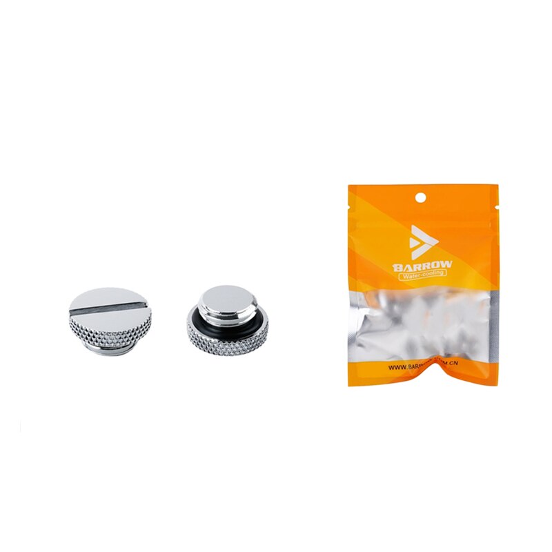 6PCS Barrow G1/4" Stop Plug Fitting - With Coin Slot For Water Cooling Transparent Black,Silver,White,Gold YKLZS1-T01 TZS1-A02: Silver / 2PCS